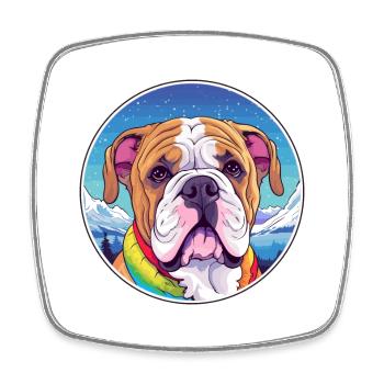 Bulldogge Hund Rasse Cartoon Kawaii Aquarell - Viereckiger Kühlschrankmagnet - Weiß - Vorne