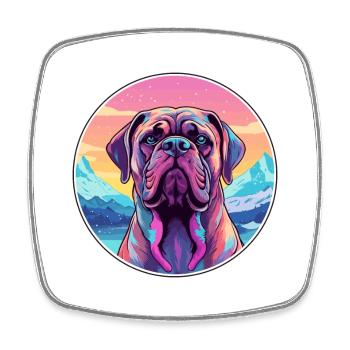 Bullmastiff chien race dessin animé Kawaii aquarelle - Magnet carré - blanc - Devant