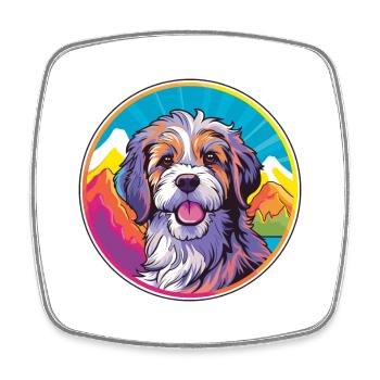 Chien de berger catalan race de chien dessin animé Kawaii Watercol - Magnet carré - blanc - Devant