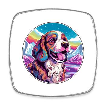 Drever Hunderasse Karikatur Kawaii Aquarell - Viereckiger Kühlschrankmagnet - Weiß - Vorne