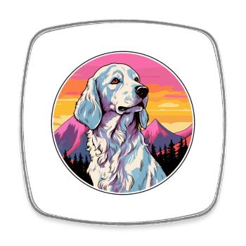 Setter anglais chien race dessin animé Kawaii aquarelle - Magnet carré - blanc - Devant