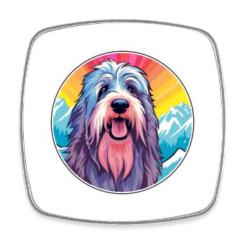Briard Dog Breed Cartoon Kawaii Watercolor - Square fridge magnet - white - Front