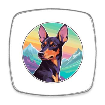 German Pinscher Dog Breed Cartoon Kawaii Watercolo - Square fridge magnet - white - Front