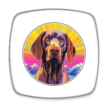 German Shorthaired Pointer Dog Breed Cartoon Kawai - Square fridge magnet - white - Front