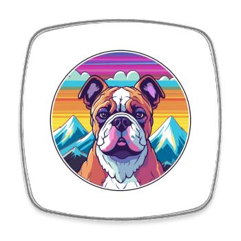 Bull Arabe Dog Race Cartoon Kawaii Aquarelle - Magnet carré - blanc - Devant