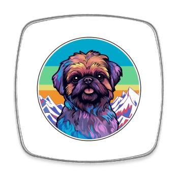 Griffon de Bruxelles race de chien Cartoon Kawaii Watercol - Magnet carré - blanc - Devant