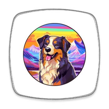 Bucovine Chien de berger race Cartoon Kawaii Waterco - Magnet carré - blanc - Devant