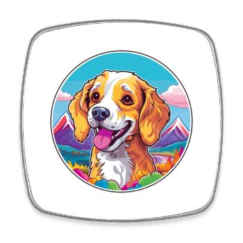 Cao de Castro Laboreiro Hunderasse Cartoon Kawaii W - Viereckiger Kühlschrankmagnet - Weiß - Vorne
