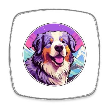 Carpathian Shepherd Dog Breed Cartoon Kawaii Water - Square fridge magnet - white - Front