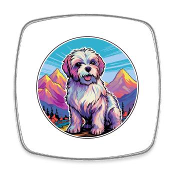 Dandie Dinmont Terrier Dog Breed Cartoon Kawaii Wa - Square fridge magnet - white - Front