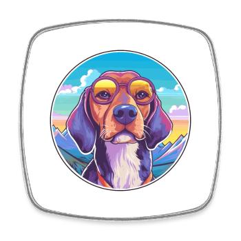 Deutsche Bracke Hunderasse Cartoon Kawaii Watercolo - Viereckiger Kühlschrankmagnet - Weiß - Vorne
