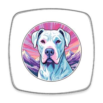Dogue Argentino chien race Cartoon Kawaii aquarelle - Magnet carré - blanc - Devant