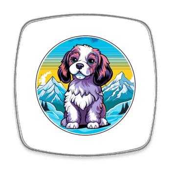 Grand Anglo Francais Blanc Et Noir Dog Breed Carto - Square fridge magnet - white - Front