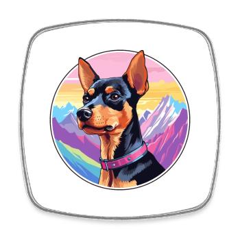 Harlequin Pinscher Dog Breed Cartoon Kawaii Waterc - Square fridge magnet - white - Front