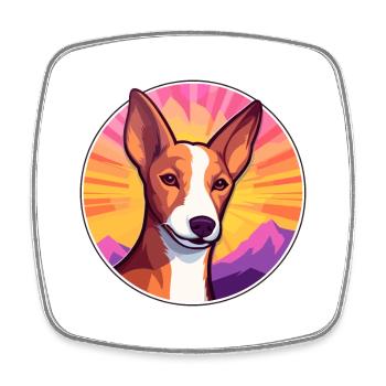 Ibizan Hound Hund Rasse Cartoon Kawaii Aquarell - Viereckiger Kühlschrankmagnet - Weiß - Vorne