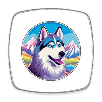 Husky Hunderasse Cartoon Kawaii Aquarell - Viereckiger Kühlschrankmagnet - Weiß - Vorne