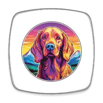Irischer Setter Hund Rasse Cartoon Kawaii Aquarell - Viereckiger Kühlschrankmagnet - Weiß - Vorne