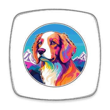 Kooikerhondje chien race dessin animé Kawaii aquarelle - Magnet carré - blanc - Devant