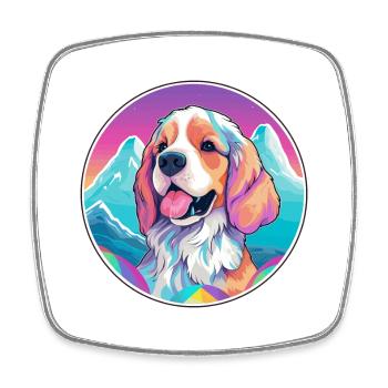 Cesky Fousek chien race dessin animé Kawaii aquarelle - Magnet carré - blanc - Devant