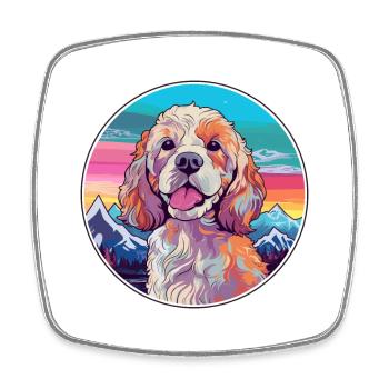 Cockapoo chien race dessin animé Kawaii aquarelle - Magnet carré - blanc - Devant