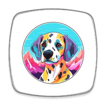 Dalmatien chien race Cartoon Kawaii aquarelle - Magnet carré - blanc - Devant