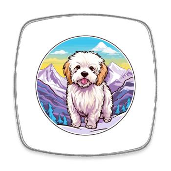Coton De Tuléar Race De Chien Cartoon Kawaii Watercolo - Magnet carré - blanc - Devant