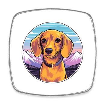 Dackel Hund Rasse Cartoon Kawaii Aquarell - Viereckiger Kühlschrankmagnet - Weiß - Vorne