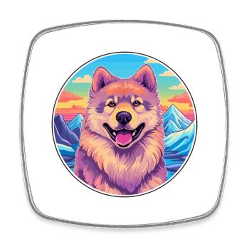 Eurasier Dog Breed Cartoon Kawaii Watercolor - Square fridge magnet - white - Front
