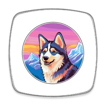 East Siberian Laika Dog Breed Cartoon Kawaii Water - Square fridge magnet - white - Front