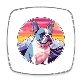 French Bulldog Dog Breed Cartoon Kawaii Watercolor - Square fridge magnet - white - Front