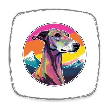 Galgo Español chien race dessin animé Kawaii aquarelle - Magnet carré - blanc - Devant