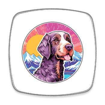 Deutsch Drahthaar Vorstehhund Rasse Cartoon Kawaii - Viereckiger Kühlschrankmagnet - Weiß - Vorne