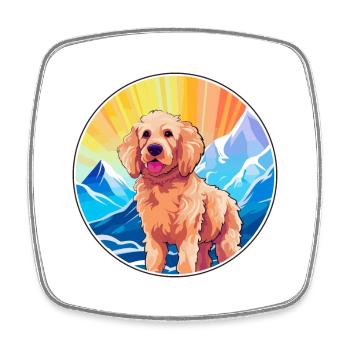 Goldendoodle Hunderasse Cartoon Kawaii Aquarell - Viereckiger Kühlschrankmagnet - Weiß - Vorne