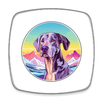 Great Dane Dog Breed Cartoon Kawaii Watercolor - Square fridge magnet - white - Front