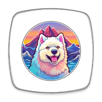 Grönländische Hunderasse Cartoon Kawaii Aquarell - Viereckiger Kühlschrankmagnet - Weiß - Vorne