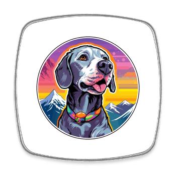 Chien gris chien race dessin animé Kawaii aquarelle - Magnet carré - blanc - Devant