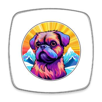 Griffon Bruxellois Chien Race Cartoon Kawaii Waterc - Magnet carré - blanc - Devant