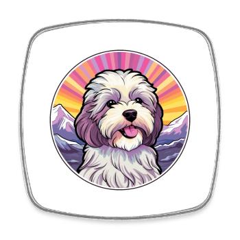 Bichon havanais race Cartoon Kawaii aquarelle - Magnet carré - blanc - Devant