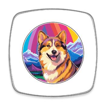 Isländischer Schäferhund Hund Rasse Cartoon Kawaii Waterc - Viereckiger Kühlschrankmagnet - Weiß - Vorne