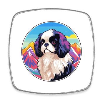 Japanese Chin Dog Breed Cartoon Kawaii Watercolor - Square fridge magnet - white - Front