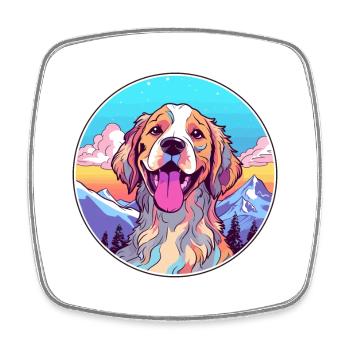 Koolie chien race dessin animé Kawaii aquarelle - Magnet carré - blanc - Devant