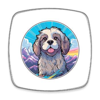 Griffon Bleu De Gascogne Dog Breed Cartoon Kawaii - Square fridge magnet - white - Front