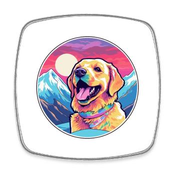 Hokkaido Ken Dog Breed Cartoon Kawaii Watercolor - Square fridge magnet - white - Front