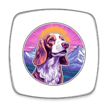 Irischer roter und weißer Setter Hund Rasse Cartoon Kawai - Viereckiger Kühlschrankmagnet - Weiß - Vorne