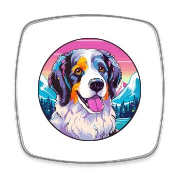 Kuchi Hunderasse Karikatur Kawaii Aquarell - Viereckiger Kühlschrankmagnet - Weiß - Vorne