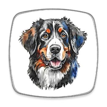 Berner Sennenhund Portrait - Viereckiger Kühlschrankmagnet - Weiß - Vorne