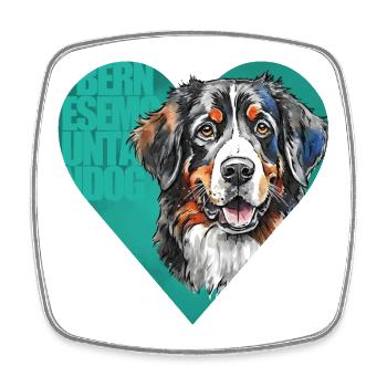 Bernese Mountain Dog Portrait - Square fridge magnet - white - Front