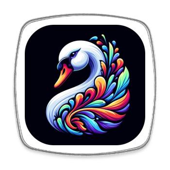Cygne Animal Oiseau Coloré Bande Dessinée - Magnet carré - blanc - Devant