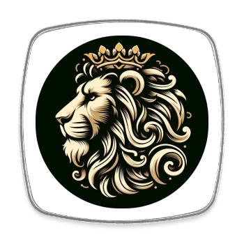 Lion Tiger Head King Crown - Square fridge magnet - white - Front