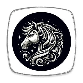 Horse head with stars - Square fridge magnet - white - Front